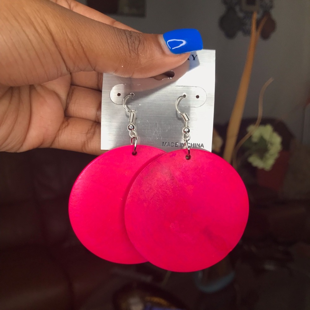 Pink Wood Earrings